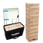 Giantville Giant Tumbling Timber Toy - Premium Pine Wood Life-Size Blocks Tower - Big Floor/Board Indoor/Outdoor Yard Game for Kids & Adults - 56-Pieces + Carry/Storage Bag - Grows to Over 4-Feet