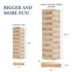 Megwoz Giant Tumble Tower Family Games for Kids and Adults 57 Blocks New Zealand Pine Wooden Blocks Stacking to Over 4.2FT Family Games for Indoors Outdoors Games Yard Games for Family