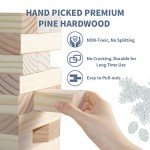 Megwoz Giant Tumble Tower Family Games for Kids and Adults 57 Blocks New Zealand Pine Wooden Blocks Stacking to Over 4.2FT Family Games for Indoors Outdoors Games Yard Games for Family