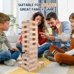 Megwoz Giant Tumble Tower Family Games for Kids and Adults 57 Blocks New Zealand Pine Wooden Blocks Stacking to Over 4.2FT Family Games for Indoors Outdoors Games Yard Games for Family