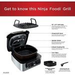 Ninja AG301 Foodi 5-in-1 Indoor Grill with Air Fry, Roast, Bake & Dehydrate, Black/Silver, 4-Quart Crisper Basket & 6-Quart Cooking Pot