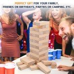 Megwoz Giant Tumble Tower Family Games for Kids and Adults 57 Blocks New Zealand Pine Wooden Blocks Stacking to Over 4.2FT Family Games for Indoors Outdoors Games Yard Games for Family