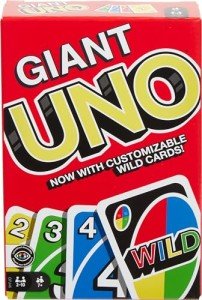 Mattel Games ​Giant UNO Card Game for Kids, Adults & Family Night, Oversized Cards & Customizable Wild Cards for 2 to 10 Players