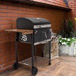 Royal Gourmet CD1824M 24-Inch Charcoal Grill, BBQ Smoker with Handle and Folding Table, Perfect for Outdoor Patio, Garden and Backyard Grilling, Black, Medium