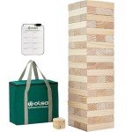 Olsa Giant Tumble Tower 57PCS Wooden Block Stacking Yard Games with Carrying Bag Classic Indoor & Outdoor Games for Adults and Family Party Games for Backyard Lawn Beach Camping (Over 4.2 Ft)