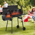 FDW Charcoal Grills 43-inch Outdoor Grill,Multiple People BBQ Grill with Double Grill Mesh Design,Smoker Grill for Camping,Outdoor Backyard,Patio and Parties,Black