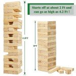 Olsa Giant Tumble Tower 57PCS Wooden Block Stacking Yard Games with Carrying Bag Classic Indoor & Outdoor Games for Adults and Family Party Games for Backyard Lawn Beach Camping (Over 4.2 Ft)
