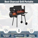 FDW Charcoal Grills 43-inch Outdoor Grill,Multiple People BBQ Grill with Double Grill Mesh Design,Smoker Grill for Camping,Outdoor Backyard,Patio and Parties,Black