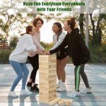 Olsa Giant Tumble Tower 57PCS Wooden Block Stacking Yard Games with Carrying Bag Classic Indoor & Outdoor Games for Adults and Family Party Games for Backyard Lawn Beach Camping (Over 4.2 Ft)