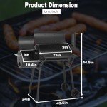 FDW Charcoal Grills 43-inch Outdoor Grill,Multiple People BBQ Grill with Double Grill Mesh Design,Smoker Grill for Camping,Outdoor Backyard,Patio and Parties,Black