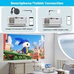 Mini Projector, HD Portable Projector 1080P Full HD Supported, Movie Projector Compatible with Smartphone & Tablet TV Stick Laptop HDMI USB AV, White