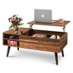 WLIVE Rustic Oak Lift Top Coffee Table with Storage