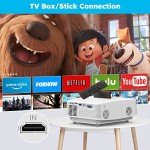Mini Projector, HD Portable Projector 1080P Full HD Supported, Movie Projector Compatible with Smartphone & Tablet TV Stick Laptop HDMI USB AV, White