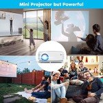 Mini Projector, HD Portable Projector 1080P Full HD Supported, Movie Projector Compatible with Smartphone & Tablet TV Stick Laptop HDMI USB AV, White