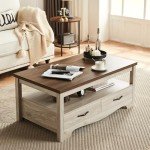 Chic Farmhouse Coffee Table with Storage Drawers