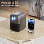 [Electric Focus] GROVIEW Mini Projector, Fully Sealed Portable Projector with Bluetooth, 75% Zoom & Low Noise, Movie Projector for Phone/Laptop/Stick/HDMI/USB