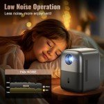 [Electric Focus] GROVIEW Mini Projector, Fully Sealed Portable Projector with Bluetooth, 75% Zoom & Low Noise, Movie Projector for Phone/Laptop/Stick/HDMI/USB