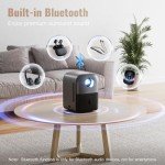 [Electric Focus] GROVIEW Mini Projector, Fully Sealed Portable Projector with Bluetooth, 75% Zoom & Low Noise, Movie Projector for Phone/Laptop/Stick/HDMI/USB