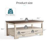 Chic Farmhouse Coffee Table with Storage Drawers