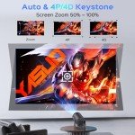 Mini Projector With WiFi and Bluetooth, 180° Rotatable Portable Projector, 130" Smart Projector with Android TV 11.0, 1080P Support 4K Decoding, 2.4G/5G WiFi6, Auto Keyston for Home Theater, Iron Grey