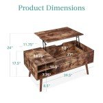 Best Choice Products Lift Top Coffee Table, Wooden Mid-Century Modern Multifunctional Accent Table for Living Room w/Hidden Storage, 2 Cubbies, Removable Shelf - Brown