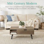 Best Choice Products Lift Top Coffee Table, Wooden Mid-Century Modern Multifunctional Accent Table for Living Room w/Hidden Storage, 2 Cubbies, Removable Shelf - Brown