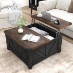 Farmhouse Lift Top Coffee Table with Storage & USB