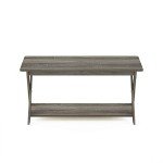 Furinno Modern Simplistic Criss-Crossed Coffee Table, 35.4 in x 19.6 in x 16 in, French Oak Grey