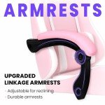 N-GEN GAMING Video Gaming Chair with Footrest High Back Ergonomic Comfortable Office Computer Desk with Lumbar Support Height Adjustable with PU Leather Recliner for Adults Women Men (Pink)