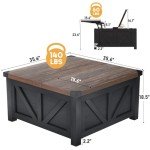 Farmhouse Lift Top Coffee Table with Storage & USB