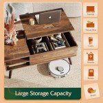 WLIVE Rustic Oak Lift Top Coffee Table with Storage