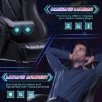 Shahoo Gaming Chair with Footrest and Massage Lumbar Support, Ergonomic Computer Seat Height Adjustable with 360°Swivel and Headrest, Black