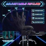 Shahoo Gaming Chair with Footrest and Massage Lumbar Support, Ergonomic Computer Seat Height Adjustable with 360°Swivel and Headrest, Black