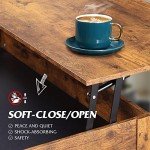 WLIVE Coffee Table, 39" Lift Top Coffee Table with Hidden Compartment, Storage Drawers and Storage Shelf for Living Room, Reception Room, Rustic Brown