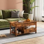 WLIVE Coffee Table, 39" Lift Top Coffee Table with Hidden Compartment, Storage Drawers and Storage Shelf for Living Room, Reception Room, Rustic Brown