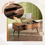 WLIVE Rustic Oak Lift Top Coffee Table with Storage