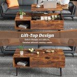 Lift-Top Coffee Table with Hidden Storage, Brown