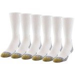 GOLDTOE Men's Rebound Cushion Short Crew Socks, 6-Pairs, White, Shoe Size: 6-12.5