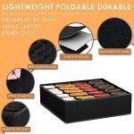 Criusia 3 Pack Sock Underwear Organizer Dividers, 64 Cell Fabric Foldable Cabinet Closet Organizers and Storage Boxes for Storing Socks, Underwear, Ties (16+24+24 Cell, Black)