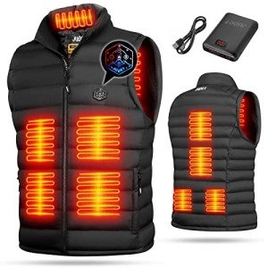 JUDRT Men's Heated Vest with Battery Pack, Lightweight Down Rechargeable Electric Heated Apparel with 9 Heating Panels-L