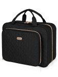 BALULHG Black Toiletry Bag Travel with Hanging Hook, Water-resistant Cosmetic Makeup Bag Organizer for Shampoo, Full Sized Container, Toiletries