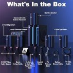 Bobtot Surround Sound Systems Home Theater System - 800 Watts Peak Power 6.5" Subwoofer 5.1/2.1 Wired Stereo Speakers Strong Bass with HDMI ARC Optical AUX Bluetooth Input