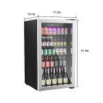 Erivess Compact Freestanding Beverage Refrigerator,126 Can/3.2 Cubic FeetMini Fridge with Reversible Glass Front Door for Soda, Beer, or Wine, Under Counter Drink Dispenser with Adjustable Shelves