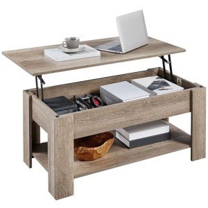 Lift Top Coffee Table with Hidden Storage - Grey