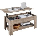 Lift Top Coffee Table with Hidden Storage - Grey