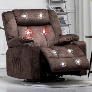 Mancave Heated Massage Recliner Chair with Cup Holders
