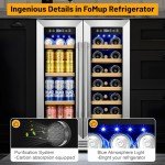 Wine and Beverage Refrigerator, 24 Inch Beverage Cooler Dual Zone with Glass Door, Built-in/Freestanding Beverage Fridge with Upgraded 20 Bottles and 60 Cans Large Capacity