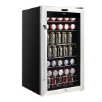 Whynter Beverage Refrigerator with Glass, 136-Can Cu. Ft. Drink Mini Fridge with Lock and Digital Control, BR-1211DS, 3.4 Cubic Feet, Stainless Steel Door/Black Sides