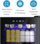 Antarctic Star Beverage Cooler 145 Can Mini Fridge Glass Door for Soda Beer Wine Glass Door Stainless Steel Small Drink Refrigerator Digital Display for Home, Office Bar,4.4cu.ft