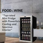 Whynter Beverage Refrigerator with Glass, 136-Can Cu. Ft. Drink Mini Fridge with Lock and Digital Control, BR-1211DS, 3.4 Cubic Feet, Stainless Steel Door/Black Sides